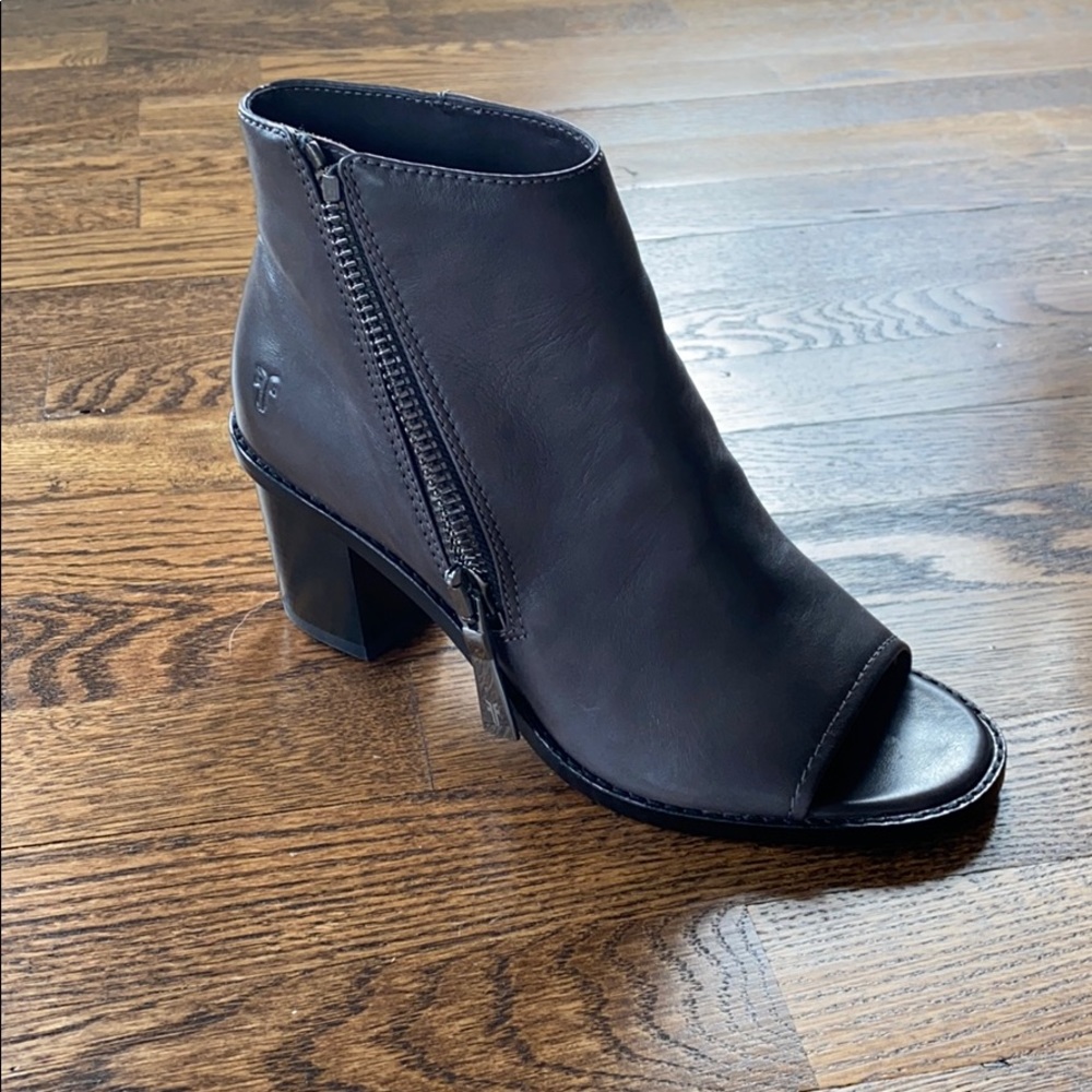 Women's Black Peep-Toe Ankle Boots